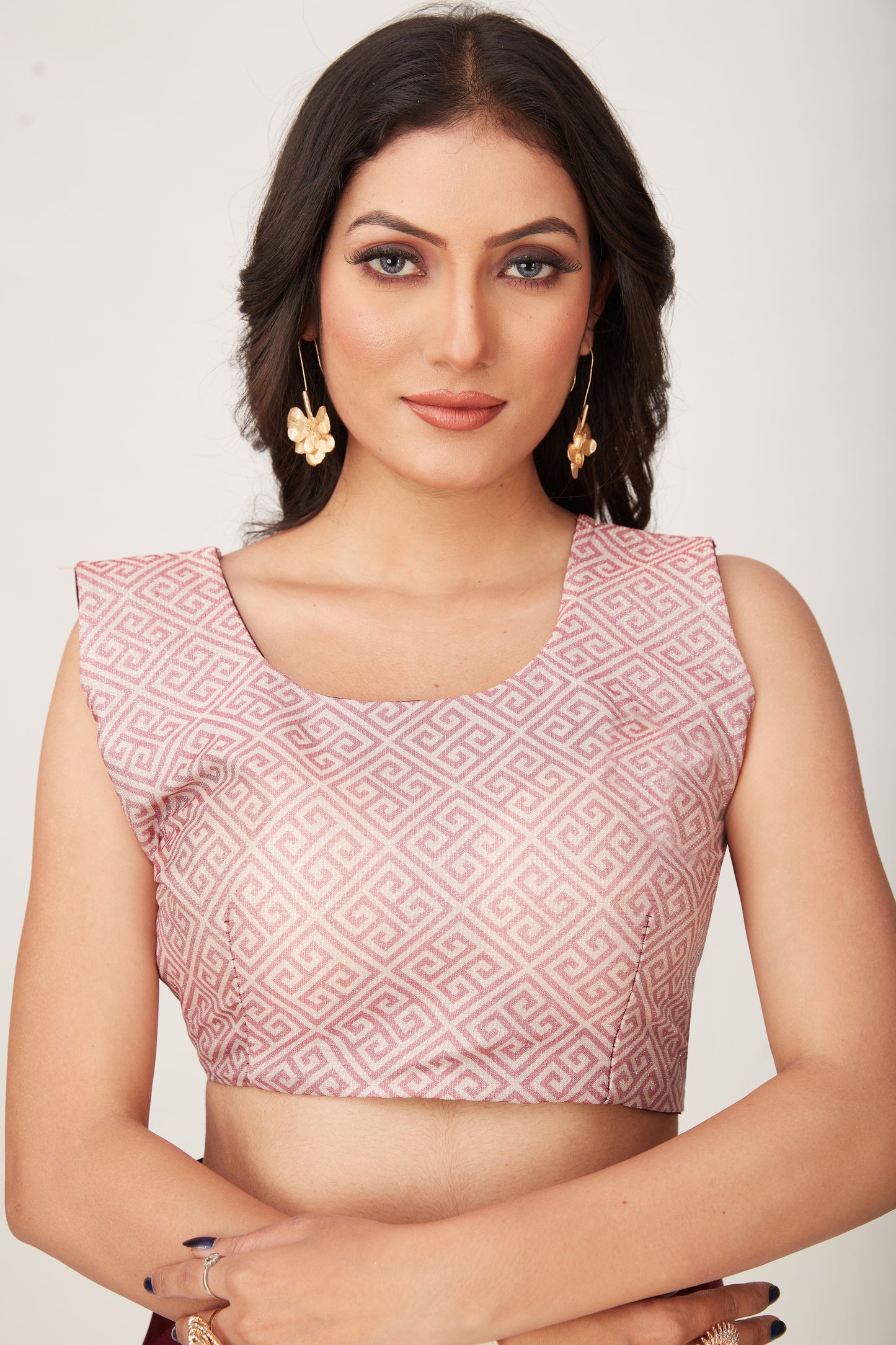 Designer Ready To Wear Frill Saree with Belt And Ready To Wear Printed Blouse