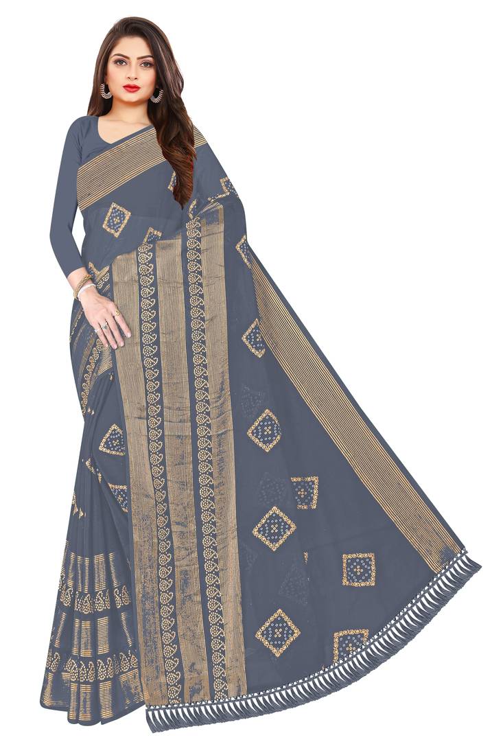 Printed Chiffon Foil Saree