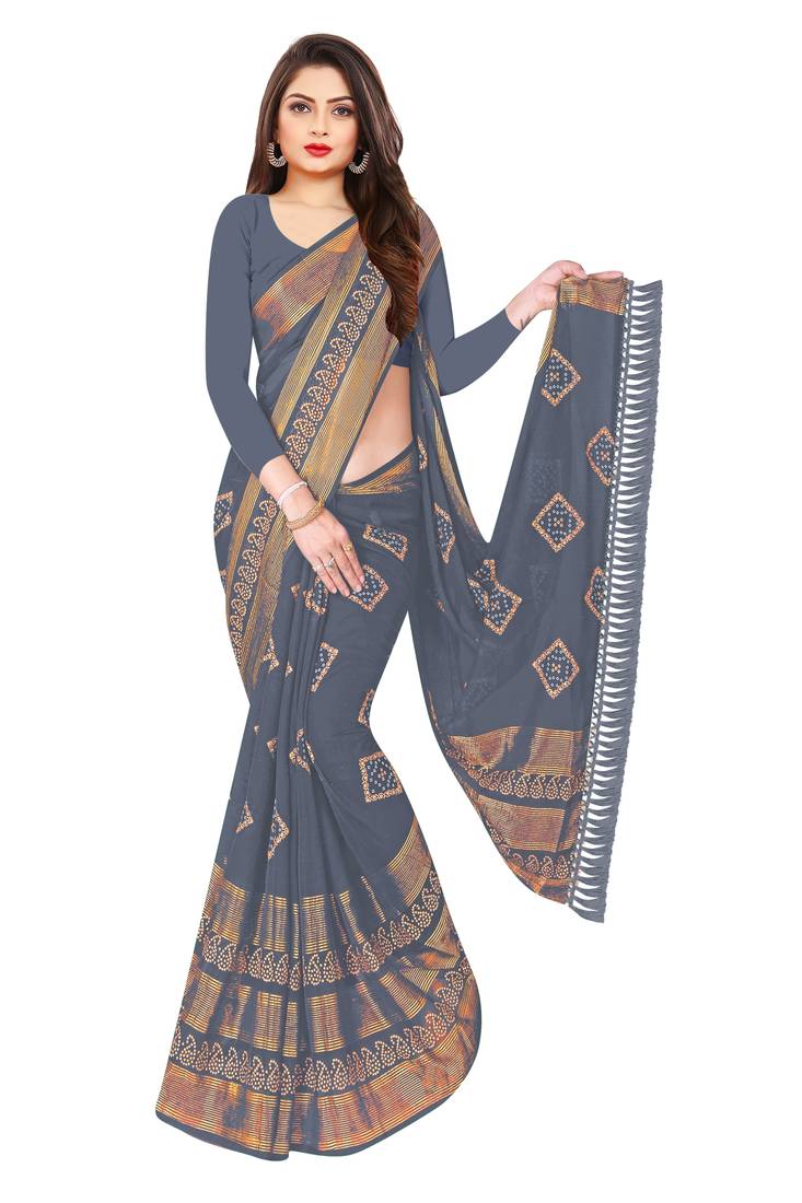 Printed Chiffon Foil Saree