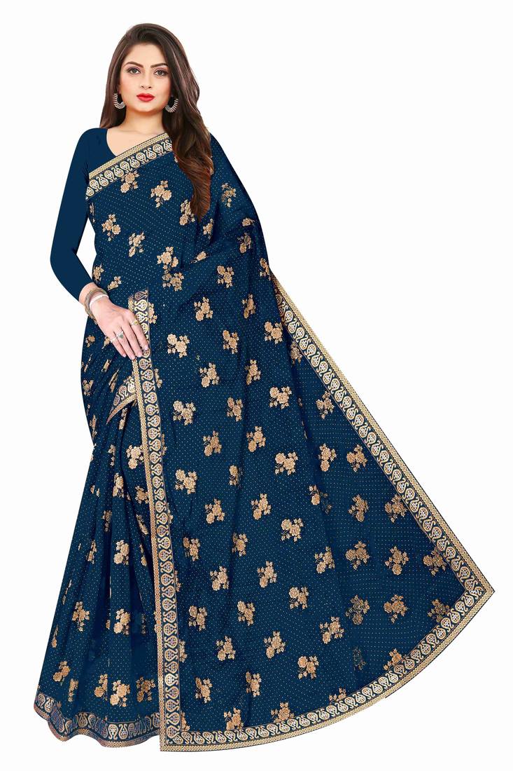 Printed Chiffon Foil Saree