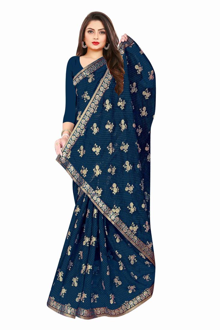 Printed Chiffon Foil Saree