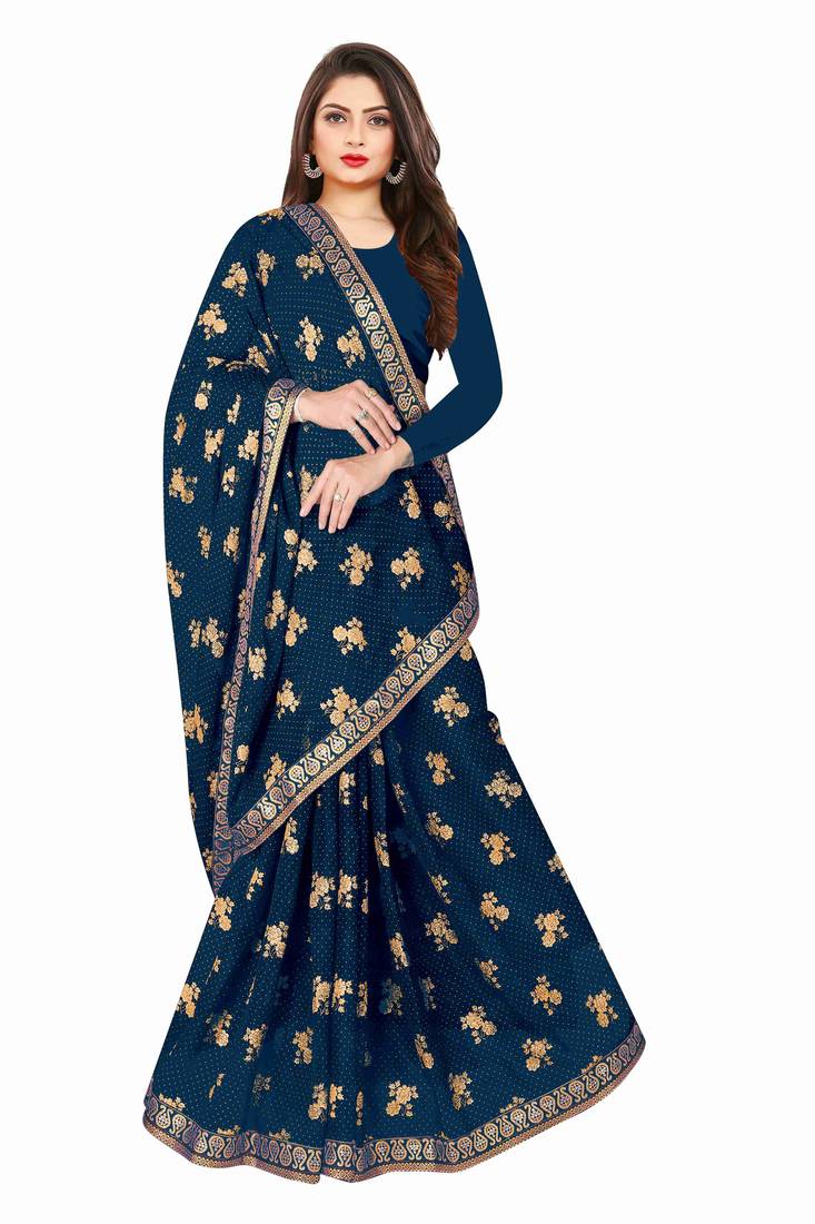 Printed Chiffon Foil Saree