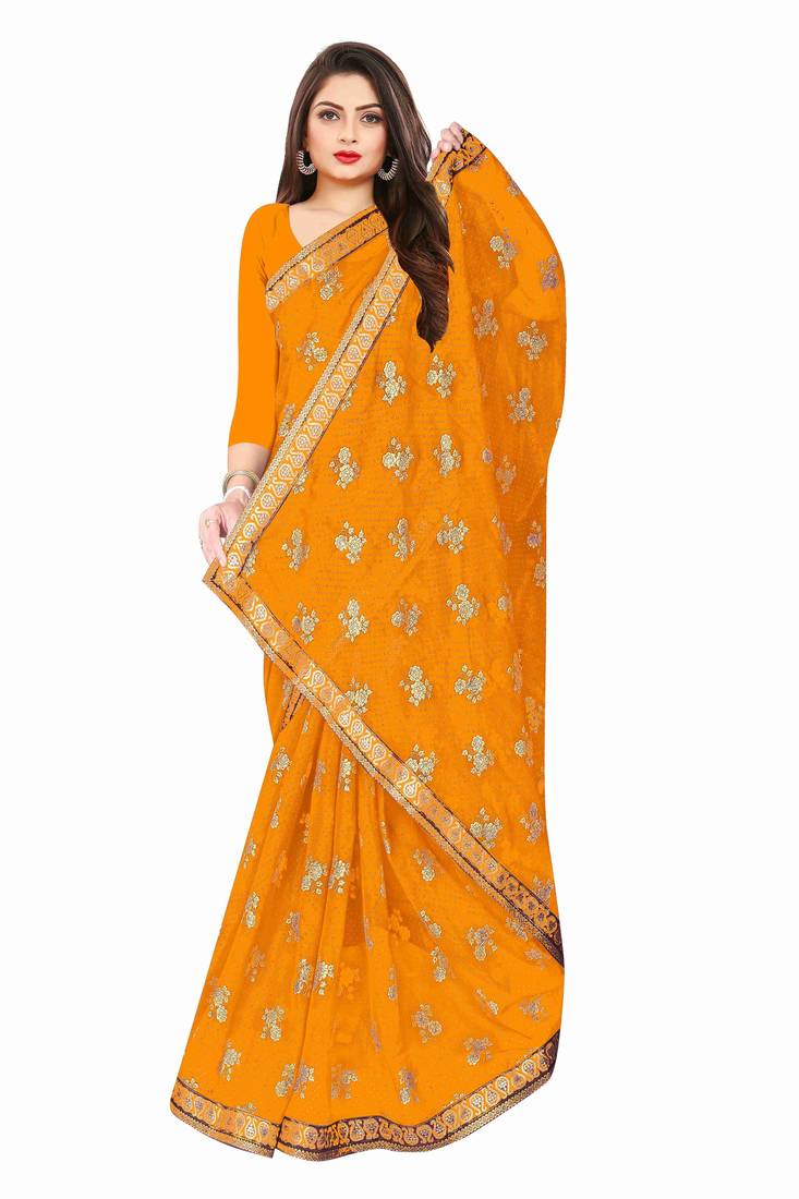 Printed Chiffon Foil Saree