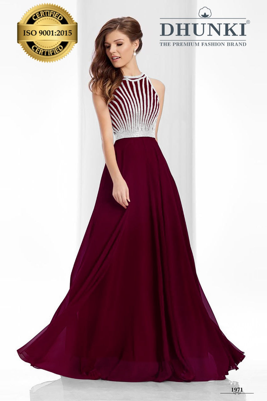 Limited Edition Georgette Long Skirt With Quality Embroidery On The Top