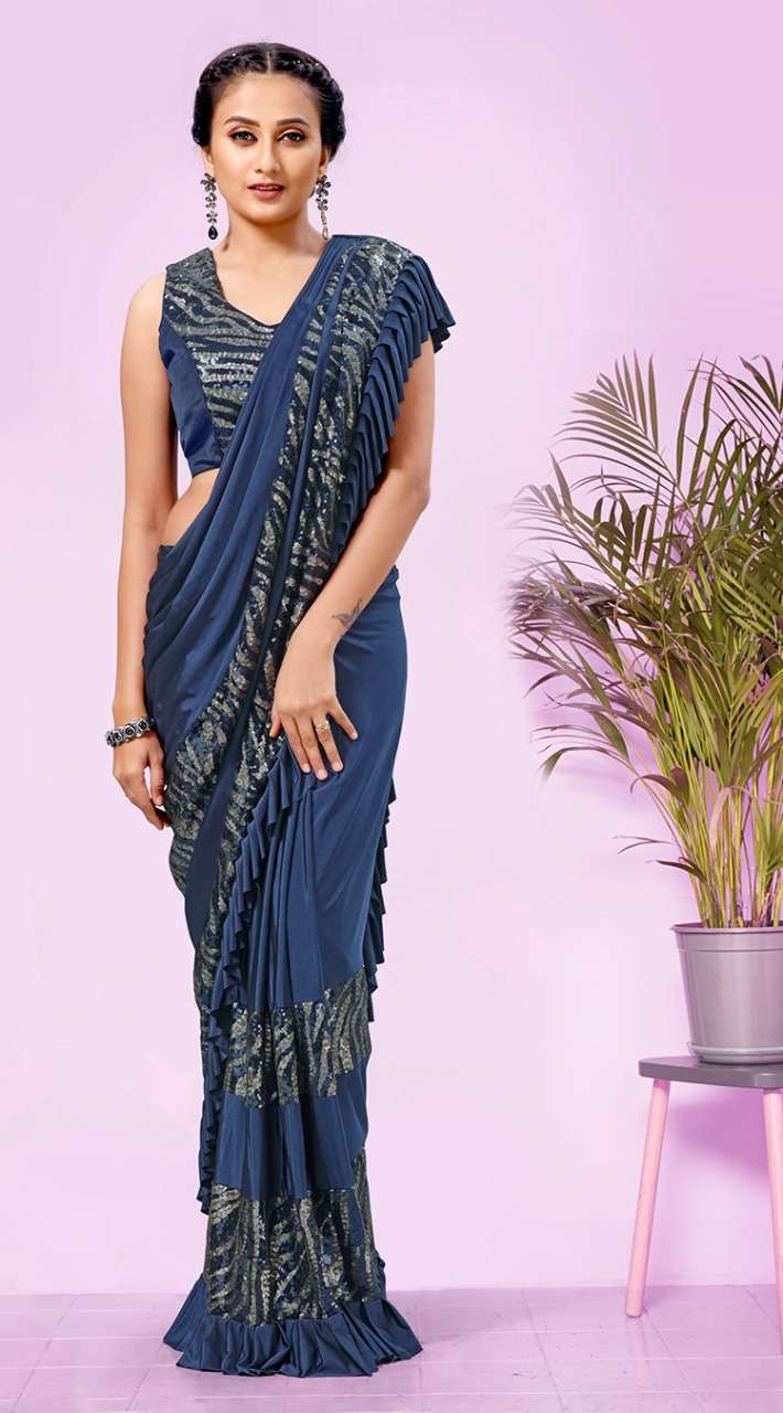 Designer Dual Tone Ready To Wear Saree And Ready To Wear Blouse