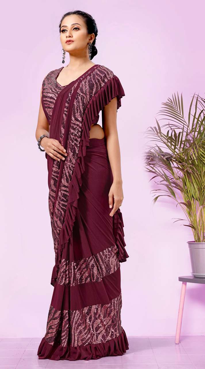 Designer Dual Tone Ready To Wear Saree And Ready To Wear Blouse