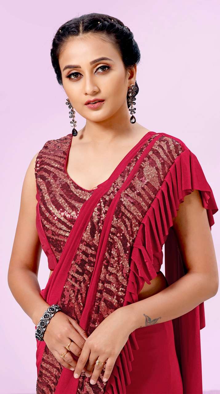 Designer Dual Tone Ready To Wear Saree And Ready To Wear Blouse
