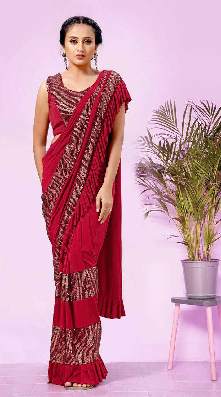 Designer Dual Tone Ready To Wear Saree And Ready To Wear Blouse
