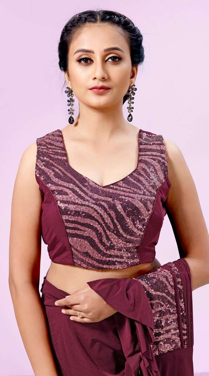 Designer Dual Tone Ready To Wear Saree And Ready To Wear Blouse